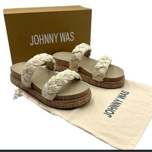 NIB JOHNNY WAS Braided Rope sandal. Cream/Ivory. W 10. MSRP $278